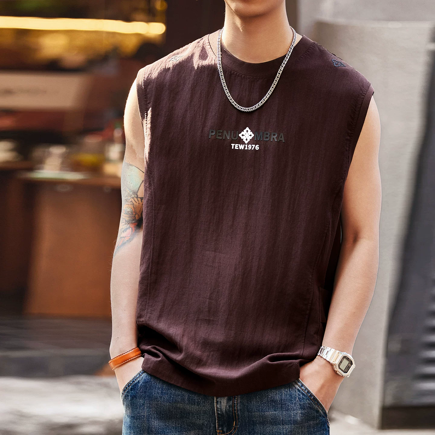 Green Deer Tencel Lyocell Cool Sports Waistcoat Vest Men's Summer Thin Trendy Brand Linen Waistcoat Sleeveless T-Shirt Green Deer Tencel Lyocell Cool Sports Waistcoat Vest Men's Summer Thin Trendy Brand Linen Waistcoat Sleeveless T-Shirt