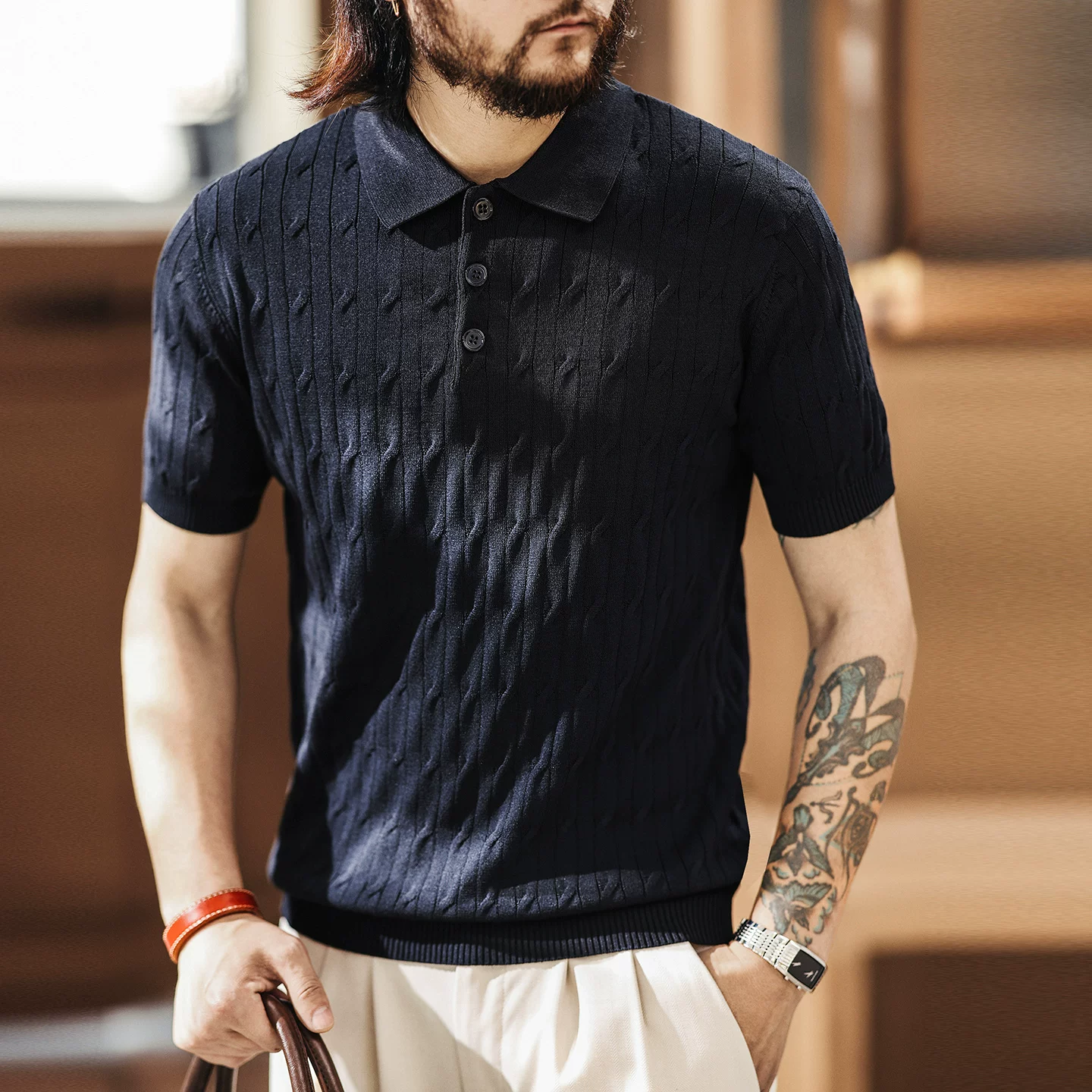 Green Deer trendy brand lapel twist Polo shirt for men in summer trendy brand old money style knitted sweater short-sleeved commuter top Green Deer trendy brand lapel twist Polo shirt for men in summer trendy brand old money style knitted sweater short-sleeved commuter top