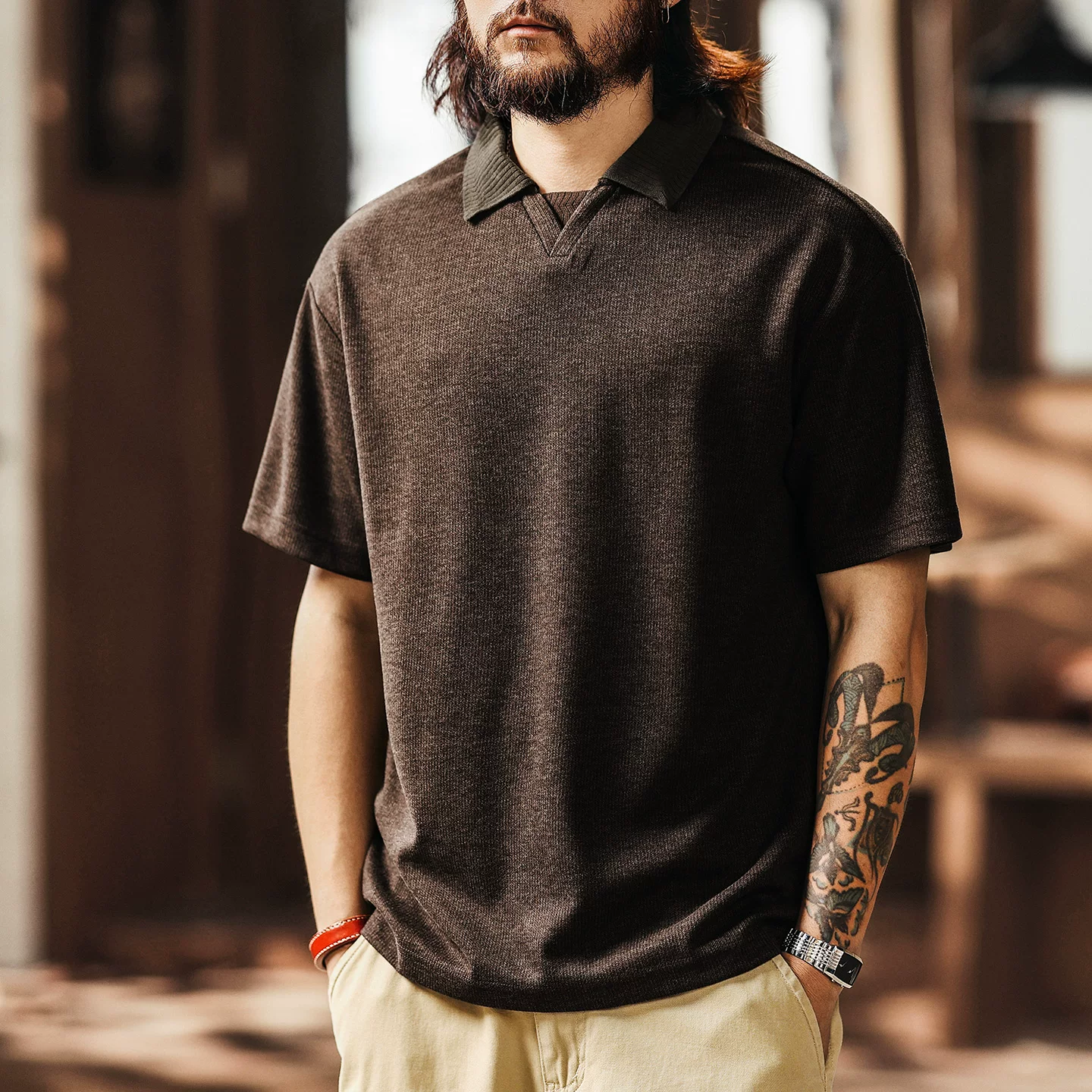 Green Deer American retro old money style knitted fake two-piece Polo shirt for men summer trendy casual short-sleeved T-shirt for men Green Deer American retro old money style knitted fake two-piece Polo shirt for men summer trendy casual short-sleeved T-shirt for men