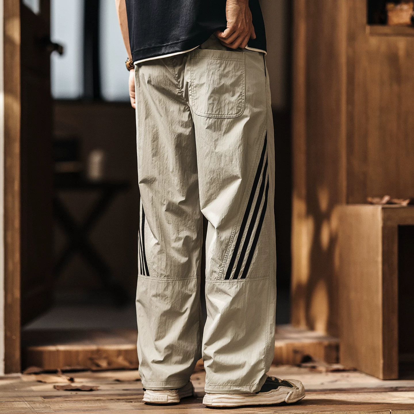 Green Deer American Striped Contrast Color Ice Silk Cool Casual Pants Men's Summer Loose Trendy Sports Straight Pants Green Deer American Striped Contrast Color Ice Silk Cool Casual Pants Men's Summer Loose Trendy Sports Straight Pants