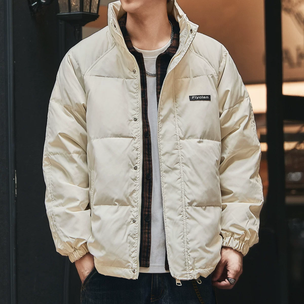 Green Deer high-end 90 white duck down men's down jacket spring and autumn loose trendy brand thickened warm bread jacket Green Deer high-end 90 white duck down men's down jacket spring and autumn loose trendy brand thickened warm bread jacket