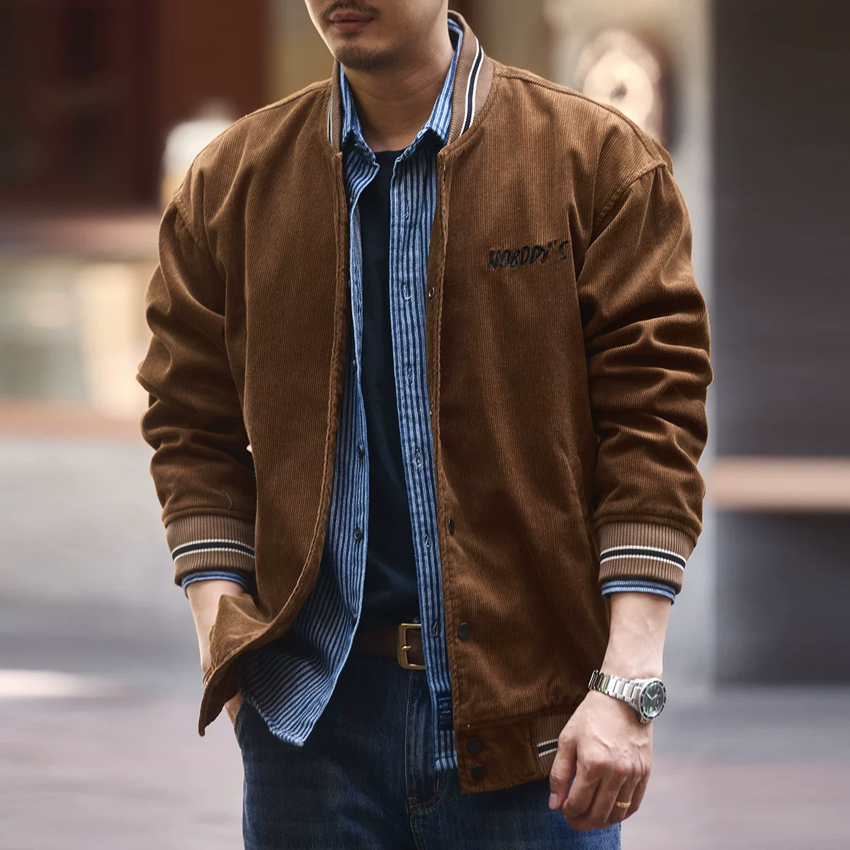 Green Deer high-end retro embroidered corduroy baseball jacket men's spring and autumn new loose trendy brand jacket jacket Green Deer high-end retro embroidered corduroy baseball jacket men's spring and autumn new loose trendy brand jacket jacket