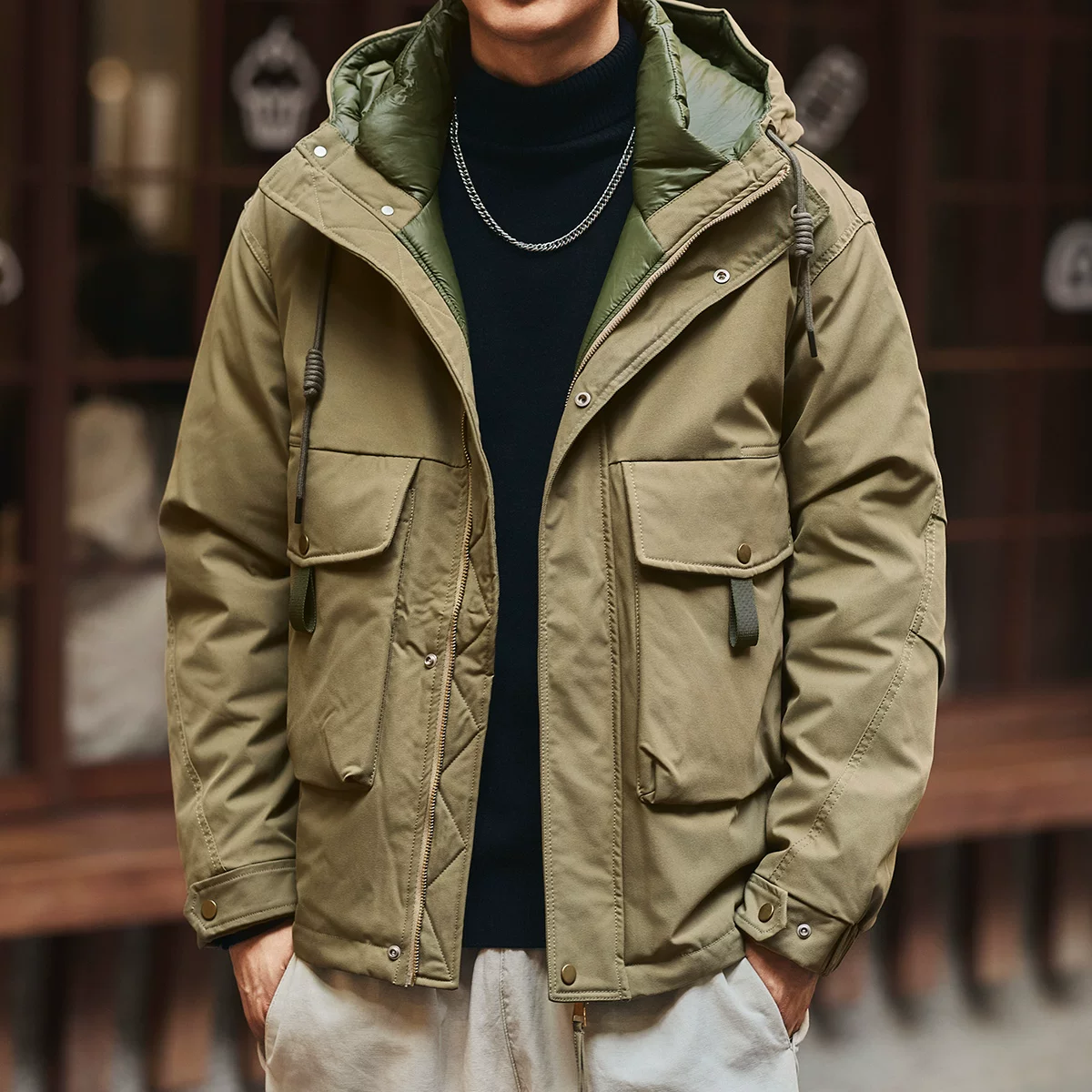 Green Deer high-end trendy brand 90 white duck down workwear down jacket for men winter new thickened warm hooded jacket for men Green Deer high-end trendy brand 90 white duck down workwear down jacket for men winter new thickened warm hooded jacket for men