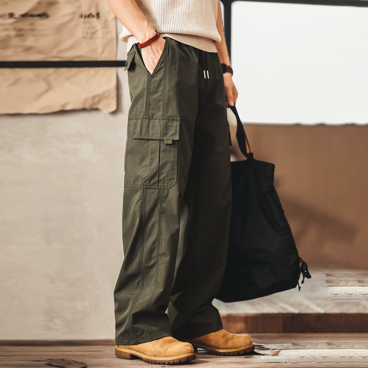Green Deer High Street Ice Silk Overalls Men's 2026 Summer Thin Trendy Brand Loose Straight Multi-Pocket Long Pants Men Green Deer High Street Ice Silk Overalls Men's 2026 Summer Thin Trendy Brand Loose Straight Multi-Pocket Long Pants Men